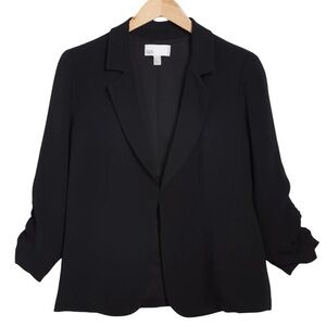 NORDSTROM Rack Black Ruched Sleeve Blazer Size Large